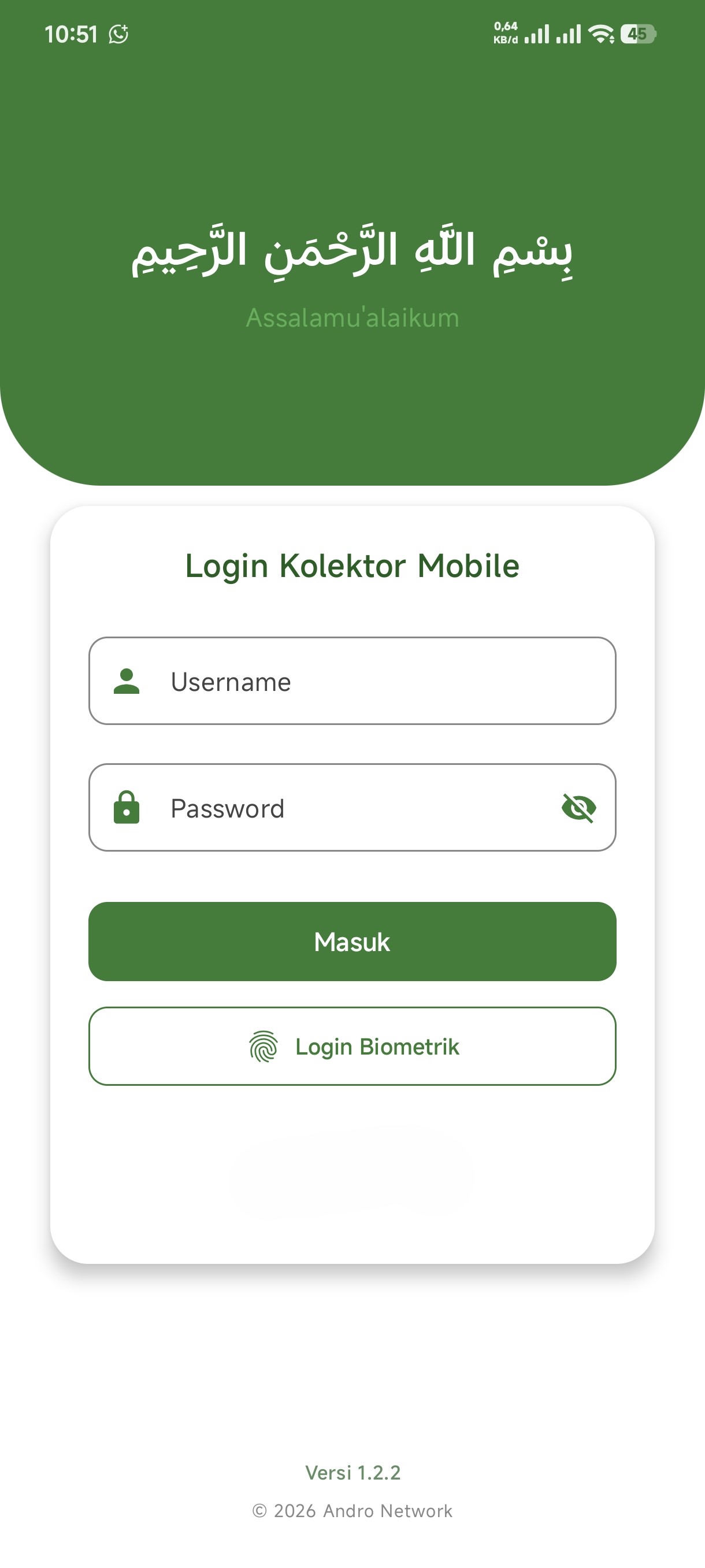 Tampilan aplikasi Kolektor Mobile
